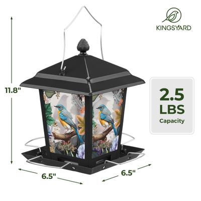 Show full view: Kingsyard Hopper Wild Bird Feeder with Detachable Roof, Black slide 2 of 7