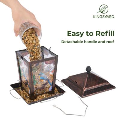Show full view: Kingsyard Hopper Wild Bird Feeder with Detachable Roof, Antique Bronze slide 4 of 8