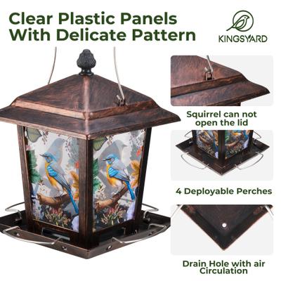 Show full view: Kingsyard Hopper Wild Bird Feeder with Detachable Roof, Antique Bronze slide 3 of 8