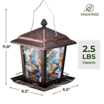 Show full view: Kingsyard Hopper Wild Bird Feeder with Detachable Roof, Antique Bronze slide 2 of 8