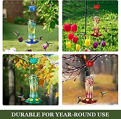 Kingsyard 25-oz Leak Proof Glass Hummingbird Feeder with Ant Moat, Red slide 2 of 8