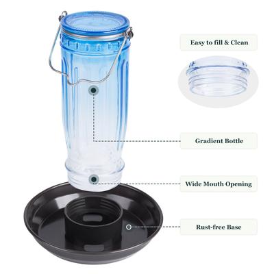 Show full view: Kingsyard Glass Waterer Wild Bird Feeder, Ocean Blue slide 3 of 11