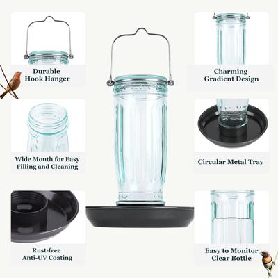 Show full view: Kingsyard Glass Waterer Wild Bird Feeder, Green slide 4 of 10