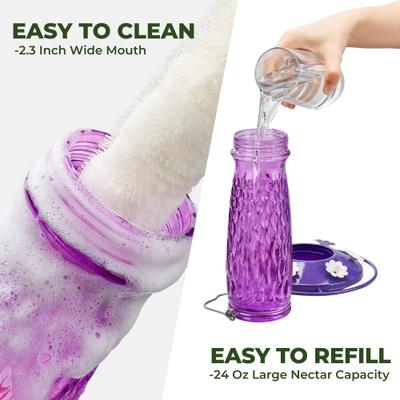 Show full view: Kingsyard 24-oz Glass Hummingbird Feeder with Ant Moat, Purple slide 4 of 9