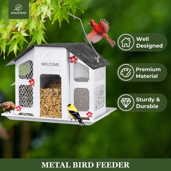 Kingsyard Weatherproof Metal Mesh House Hopper Wild Bird Feeder