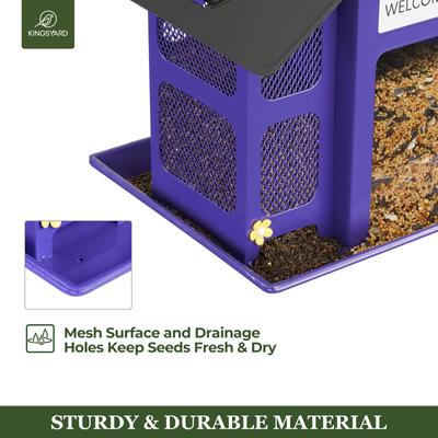Show full view: Kingsyard Weatherproof Metal Mesh House Hopper Wild Bird Feeder, Black/Purple slide 4 of 6