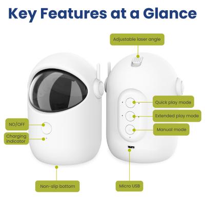 Show full view: PawsPik Automatic Rechargeable Interactive Alien Laser Cat Toy, White, 1 Count slide 4 of 9