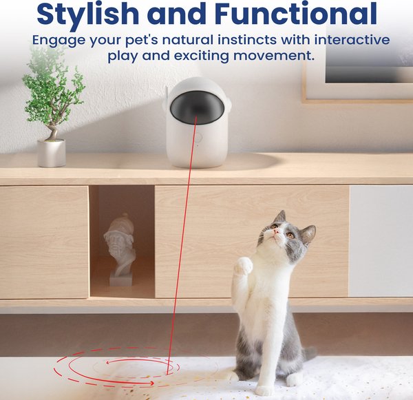 PawsPik Automatic Rechargeable Interactive Alien Laser Cat Toy, White