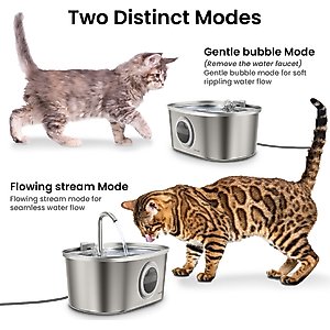PawsPik SS-01 Stainless Steel Cat Fountain, 108.2-oz