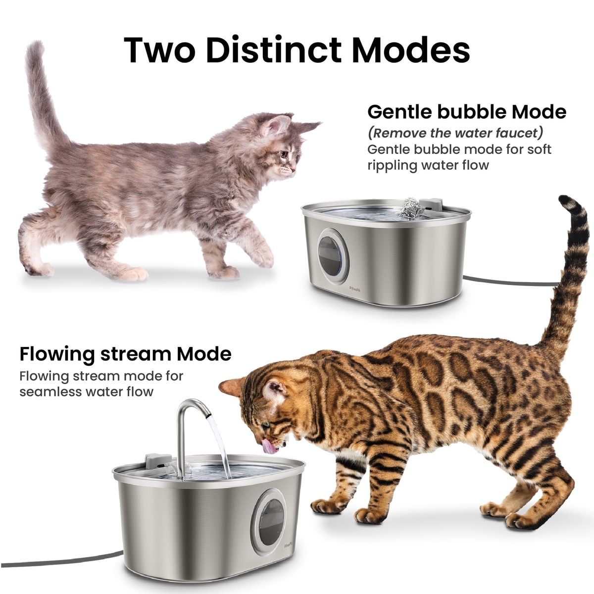PAWSPIK SS-01 Stainless Steel Cat Fountain,