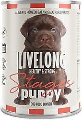 Livelong Healthy & Strong Stages Puppy Wet Dog Food, 12.5-oz can, case of 12