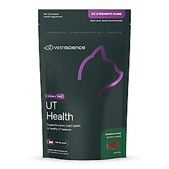 VetriScience UT Strength Feline Chicken Liver Flavored Soft Chews Urinary Supplement for Cats, 60 count