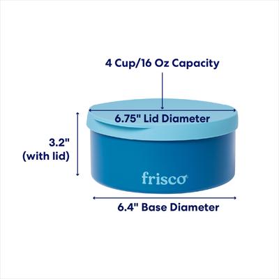 Show full view: Frisco Double Insulated Non-skid Stainless Steel Dog Bowl With Lid, Blue, Medium: 4 cup slide 2 of 9