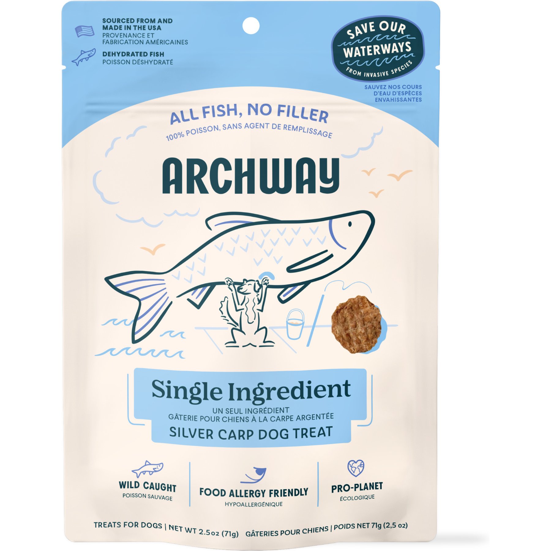Archway Single Ingredient Sustainable Fish Dehydrated Dog Treats, 2.5-oz bag