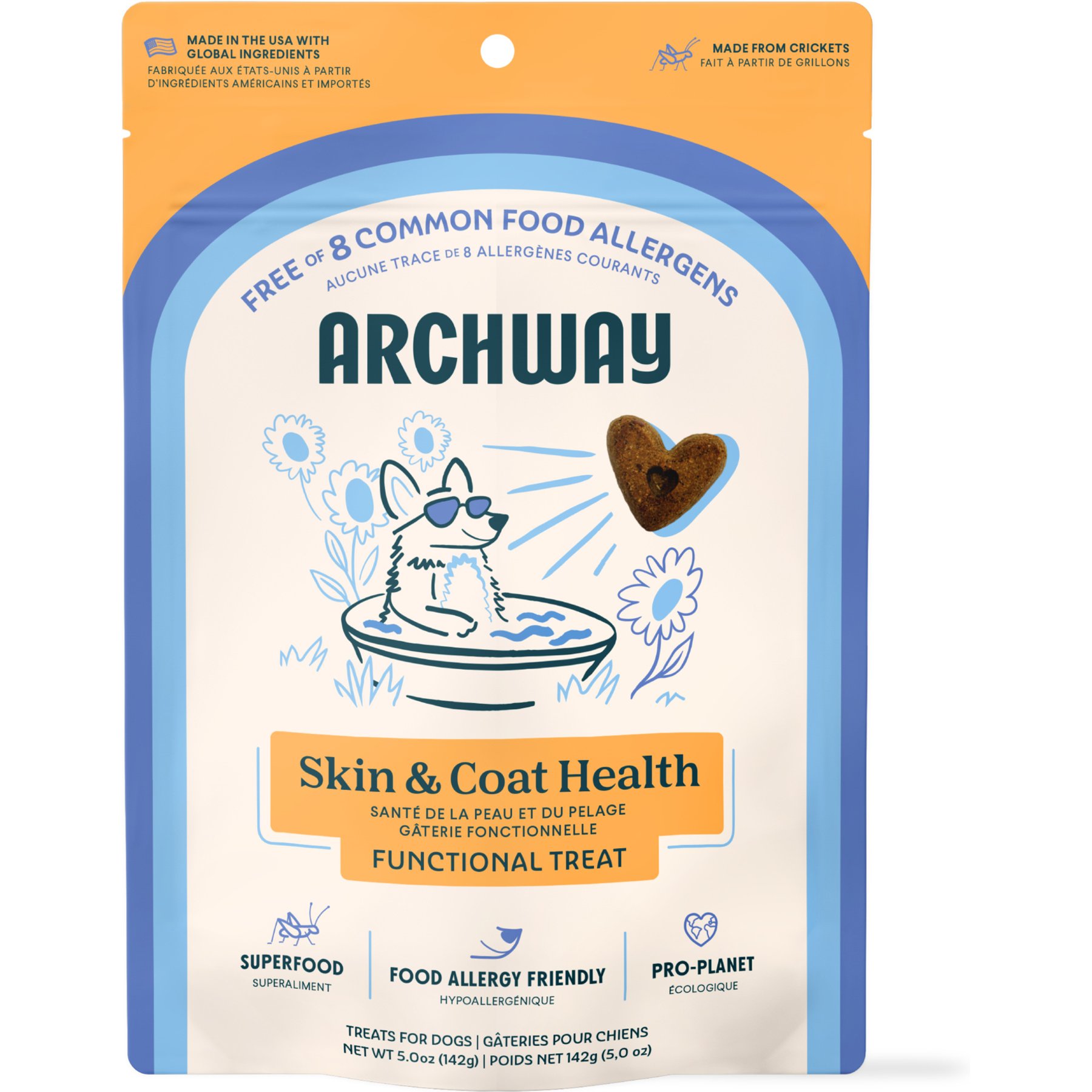 Archway Skin & Coat Health Functional Soft & Chewy Treat Supplement for Dogs, 5-oz bag