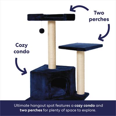 Show full view: Frisco 52-in Faux Fur Cat Tree & Condo, Blue slide 4 of 9