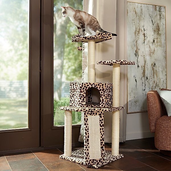 Frisco 52-in Faux Fur Cat Tree & Condo www.chewy.com