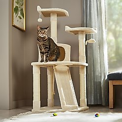 Frisco 48-in Faux Fur Cat Tree & Condo, Cream