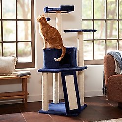 Frisco 52-in Faux Fur Cat Tree & Condo, Blue