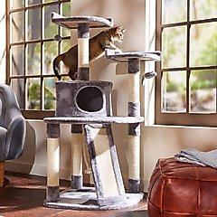 Frisco 48-in Faux Fur Cat Tree & Condo, Gray