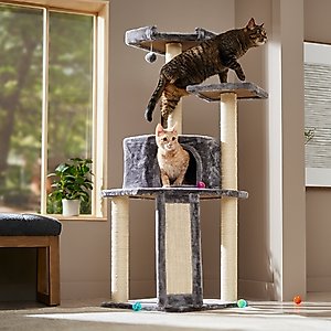 Frisco 52-in Faux Fur Cat Tree & Condo, Gray