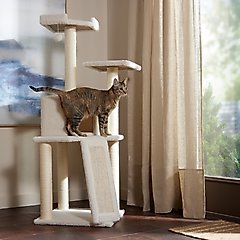 Frisco 52-in Faux Fur Cat Tree & Condo, Cream