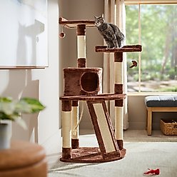 Frisco 48-in Faux Fur Cat Tree & Condo, Brown