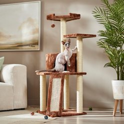 Frisco 52-in Faux Fur Cat Tree & Condo, Brown