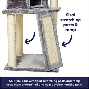 Frisco 52-in Faux Fur Cat Tree & Condo, Gray
