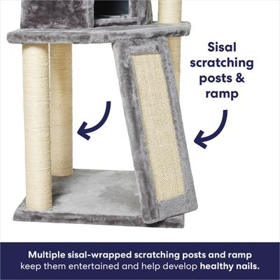 Show full view: Frisco 52-in Faux Fur Cat Tree & Condo, Gray slide 5 of 8