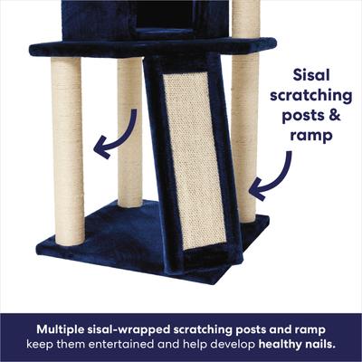 Show full view: Frisco 52-in Faux Fur Cat Tree & Condo, Blue slide 5 of 9