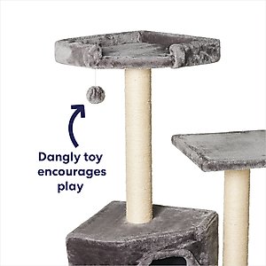 Frisco 52-in Faux Fur Cat Tree & Condo, Gray