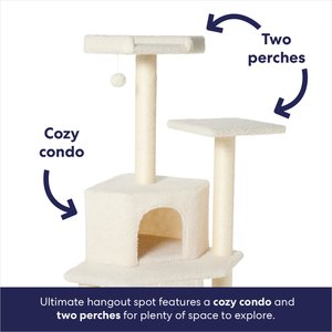 Frisco 52-in Faux Fur Cat Tree & Condo, Cream