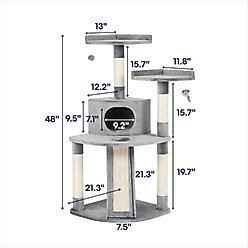 Frisco 48-in Faux Fur Cat Tree & Condo, Gray slide 2 of 5