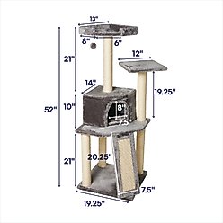 Frisco 52-in Faux Fur Cat Tree & Condo, Gray slide 2 of 6