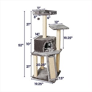 Frisco 52-in Faux Fur Cat Tree & Condo, Gray