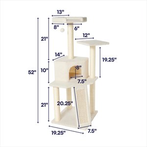 Frisco 52-in Faux Fur Cat Tree & Condo, Cream