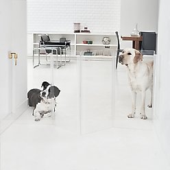 Hiddin Clear Wall Mounted Tall Zig Zag Dog Gate, Clear, Gold, 4-Panel slide 2 of 8