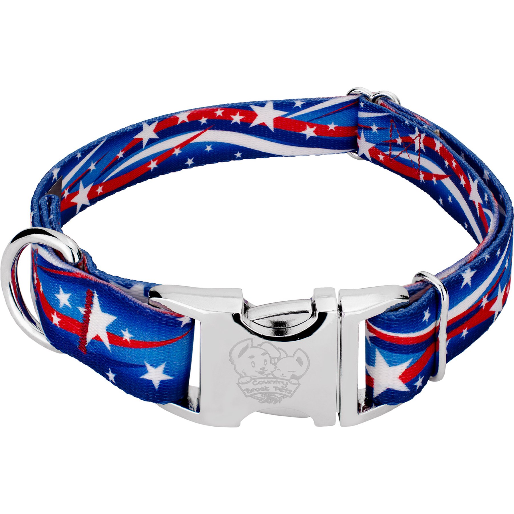 Country Brook Petz Premium Star Spangled Dog Collar, X-Large: 18 to 26-in neck, 1-in wide