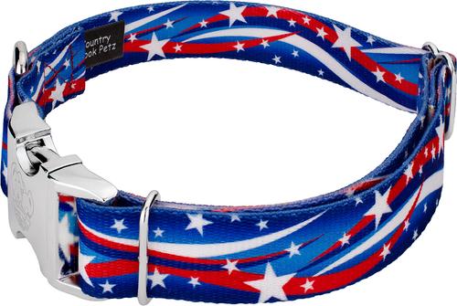 Show full view: Country Brook Petz Premium Star Spangled Dog Collar, Large: 16 to 22-in neck, 1-in wide slide 3 of 5