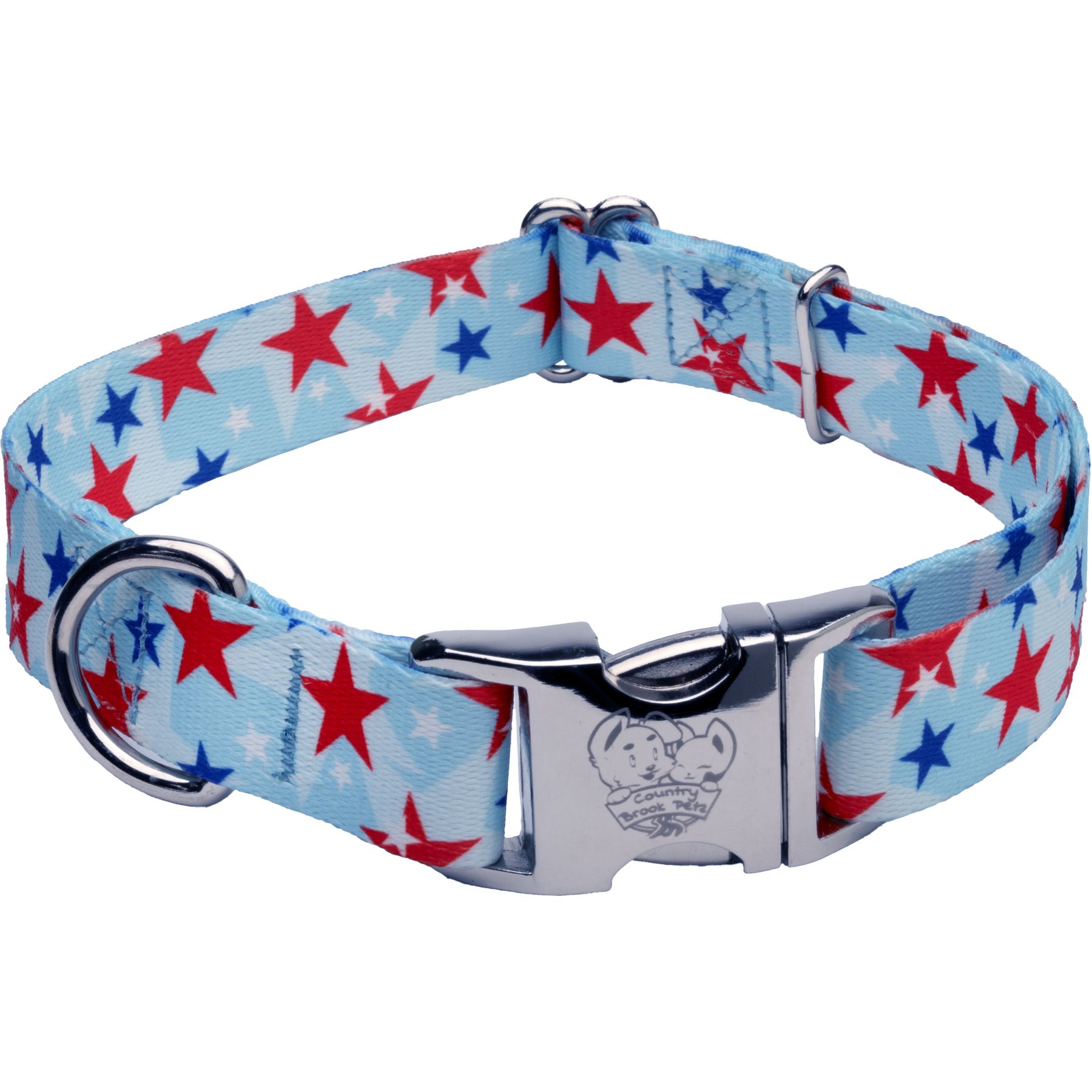 Country Brook Petz Premium American Celebration Dog Collar, Medium: 13 to 16-in neck, 1-in wide
