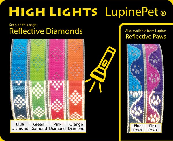 Show full view: LupinePet Reflective Diamonds H-Style Cat Harness, 12 to 20-in chest, Orange Diamond slide 2 of 6