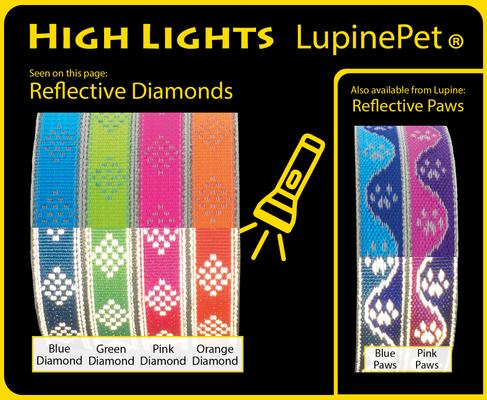Show full view: LupinePet Reflective Diamonds Martingale Dog Collar, Blue Diamond, Medium: 14 to 20-in slide 2 of 7