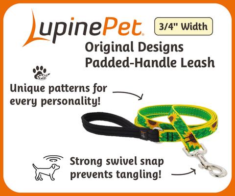 Show full view: LupinePet Padded Handle Dog Leash, Dapper Dog, Regular: 4-ft long, 3/4-in wide slide 3 of 7