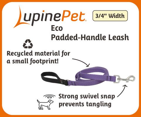 Show full view: LupinePet ECO Recycled Padded Handle Dog Leash, Mountain Lake, Regular: 4-ft long, 3/4-in wide slide 2 of 5