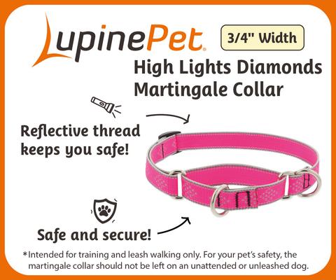 Show full view: LupinePet Reflective Diamonds Martingale Dog Collar, Blue Diamond, Medium: 14 to 20-in slide 3 of 7