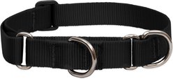 LupinePet Basic Solid Martingale Dog Collar, Black, Large: 15 to 22-in