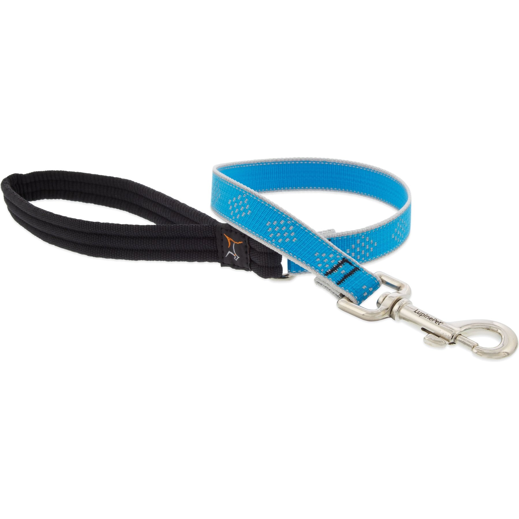 LupinePet Reflective Diamonds Padded Handle Dog Leash, Blue Diamond, Short: 2-ft long, 3/4-in wide