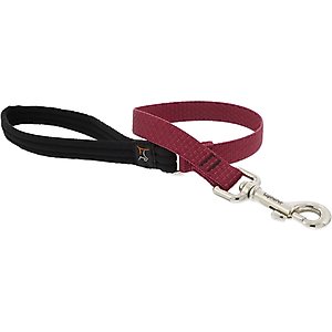LupinePet ECO Recycled Padded Handle Dog Leash, Berry, Short: 2-ft long, 3/4-in wide