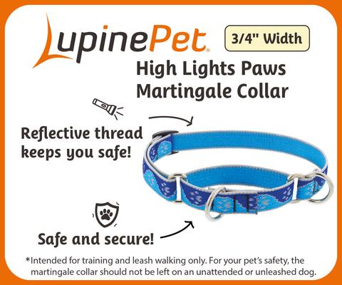 Show full view: LupinePet Reflective Paws Martingale Dog Collar, Pink Paws, Medium: 14 to 20-in slide 4 of 9